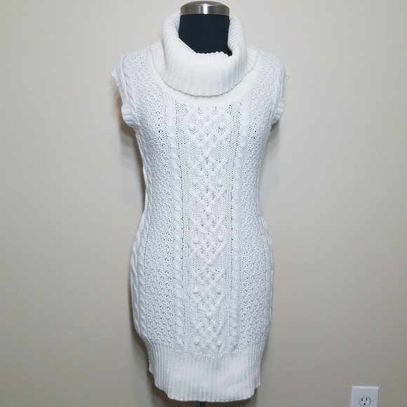 Glimmer by J.J. Basics Dresses & Skirts - Cowl Knit Short Sleeve Tunic/Dress Sweater, Lrg